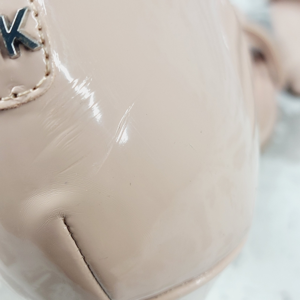 New Calvin Klein Tracy Tan Patent Square Toe Heeled Sandals F248 - Picture 12 of 13